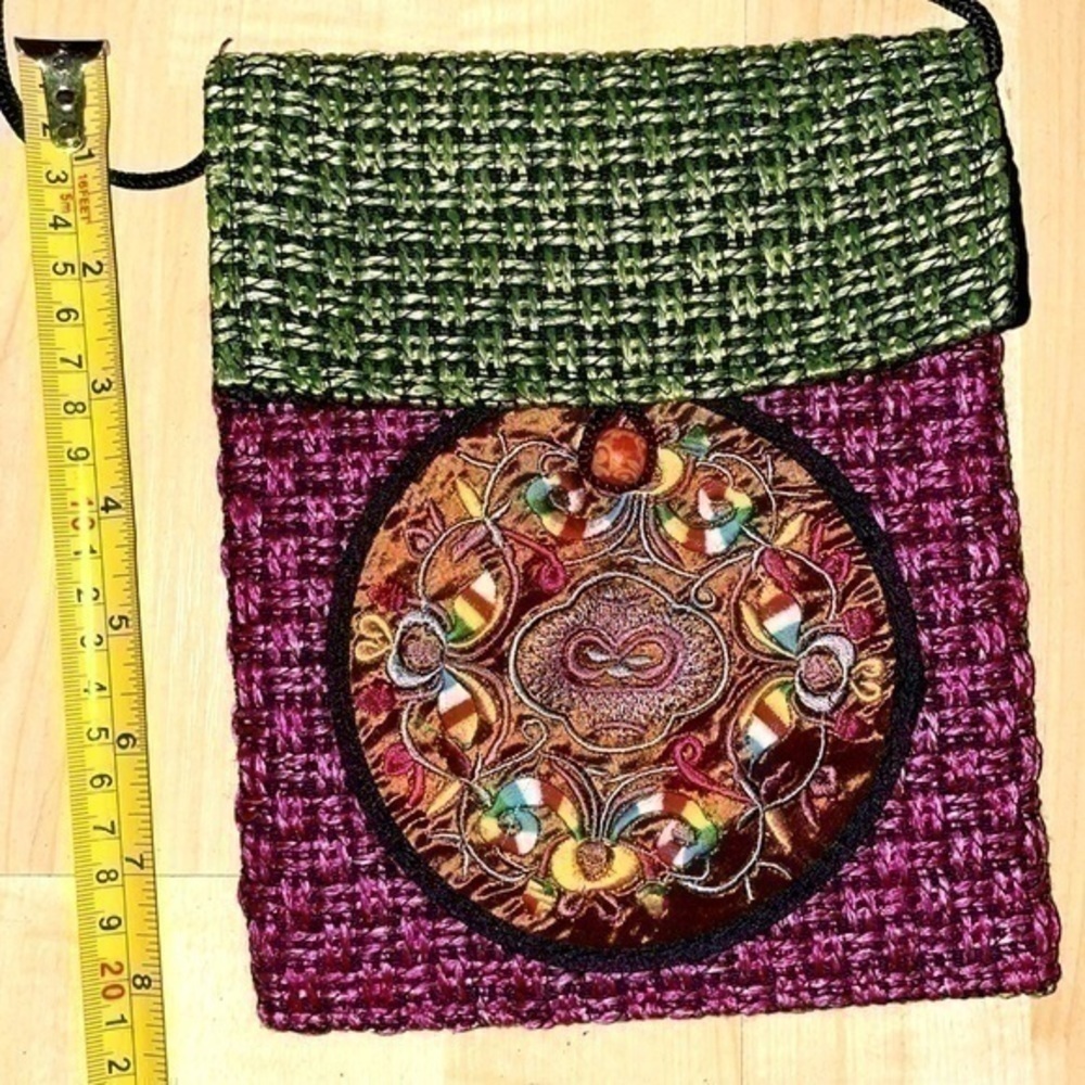 NWOT Chinese handmade knit luck embroidery purse crossbody bag travel passport - Picture 6 of 13